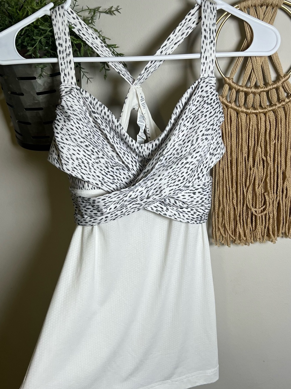 lululemon athletica White Dress with Black Speckle Crossover Bodice - Picture 1 of 3